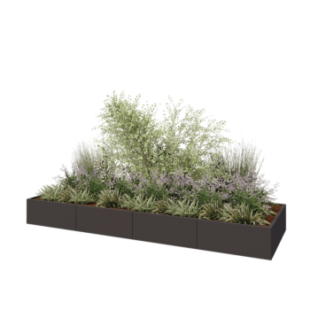 Floreira XXL em aço - Retângulo - 400 x 120 x 40 cm - RAL7016 fosco (cinzento antracite) - Sem placa de base