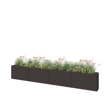 Floreira XXL em aço - Retângulo - 400 x 30 x 60 cm - RAL7016 fosco (cinzento antracite) - Sem placa de base