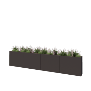 Floreira XXL em aço - Retângulo - 400 x 30 x 80 cm - RAL7016 fosco (cinzento antracite) - Com placa de base