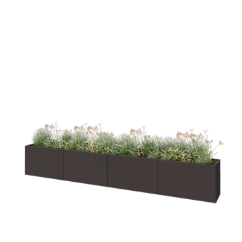 Floreira XXL em aço - Retângulo - 400 x 40 x 60 cm - RAL7016 fosco (cinzento antracite) - Com placa de base