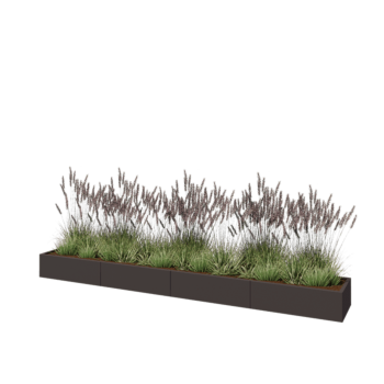 Floreira XXL em aço - Retângulo - 400 x 50 x 30 cm - RAL7016 fosco (cinzento antracite) - Com placa de base