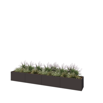 Floreira XXL em aço - Retângulo - 400 x 50 x 50 cm - RAL7016 fosco (cinzento antracite) - Sem placa de base