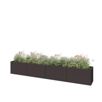Floreira XXL em aço - Retângulo - 400 x 50 x 60 cm - RAL7016 fosco (cinzento antracite) - Com placa de base