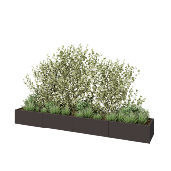 Floreira XXL em aço - Retângulo - 400 x 60 x 40 cm - RAL7016 fosco (cinzento antracite) - Sem placa de base