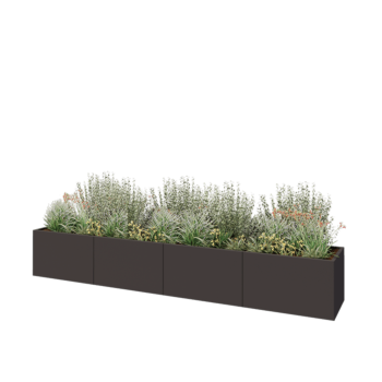 Floreira XXL em aço - Retângulo - 400 x 60 x 60 cm - RAL7016 fosco (cinzento antracite) - Sem placa de base