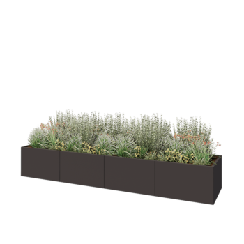 Floreira XXL em aço - Retângulo - 400 x 80 x 60 cm - RAL7016 fosco (cinzento antracite) - Sem placa de base