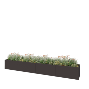 Floreira XXL em aço - Retângulo - 480 x 60 x 60 cm - RAL7016 fosco (cinzento antracite) - Sem placa de base