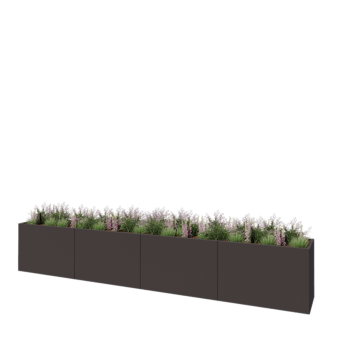 Floreira XXL em aço - Retângulo - 480 x 60 x 80 cm - RAL7016 fosco (cinzento antracite) - Sem placa de base