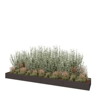 Floreira XXL em aço - Retângulo - 480 x 80 x 30 cm - RAL7016 fosco (cinzento antracite) - Sem placa de base