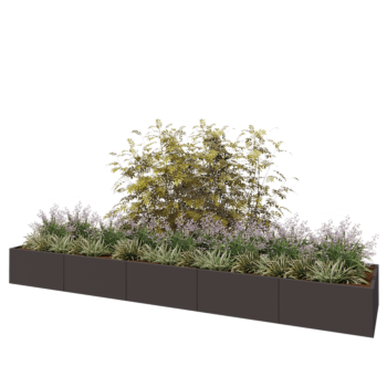 Floreira XXL em aço - Retângulo - 500 x 100 x 50 cm - RAL7016 fosco (cinzento antracite) - Com placa de base