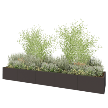 Floreira XXL em aço - Retângulo - 500 x 100 x 60 cm - RAL7016 fosco (cinzento antracite) - Sem placa de base
