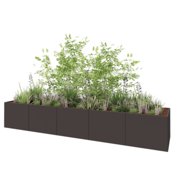 Floreira XXL em aço - Retângulo - 500 x 100 x 80 cm - RAL7016 fosco (cinzento antracite) - Sem placa de base