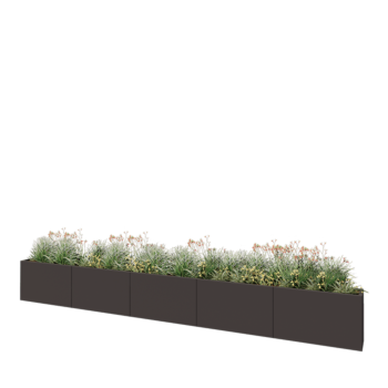 Floreira XXL em aço - Retângulo - 500 x 30 x 60 cm - RAL7016 fosco (cinzento antracite) - Com placa de base