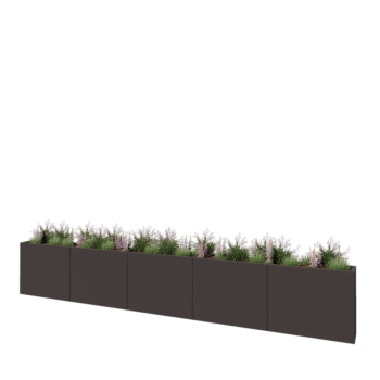 Floreira XXL em aço - Retângulo - 500 x 30 x 80 cm - RAL7016 fosco (cinzento antracite) - Com placa de base