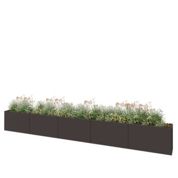 Floreira XXL em aço - Retângulo - 500 x 40 x 60 cm - RAL7016 fosco (cinzento antracite) - Com placa de base
