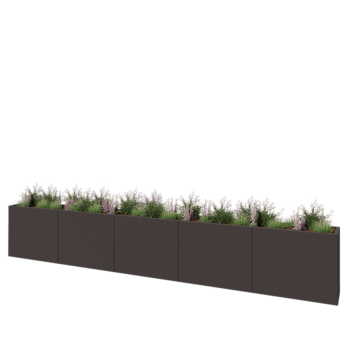 Floreira XXL em aço - Retângulo - 500 x 40 x 80 cm - RAL7016 fosco (cinzento antracite) - Com placa de base