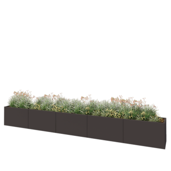 Floreira XXL em aço - Retângulo - 500 x 50 x 60 cm - RAL7016 fosco (cinzento antracite) - Sem placa de base