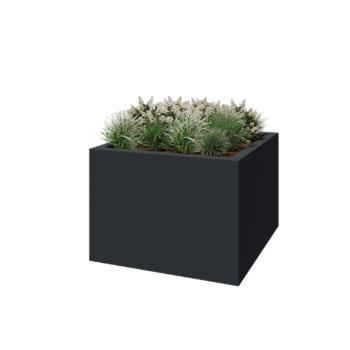 Floreira em fibra de vidro - Quadrado - 140 x 140 x 100 cm - RAL7021 mate (cinzento preto) - Com fundo