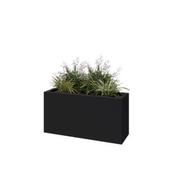 Floreira em fibra de vidro - Retângulo - 100 x 30 x 50 cm - RAL7021 mate (cinzento preto) - Com fundo