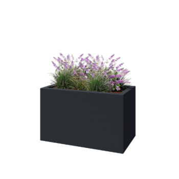 Floreira em fibra de vidro - Retângulo - 100 x 50 x 60 cm - RAL7021 mate (cinzento preto) - Com fundo