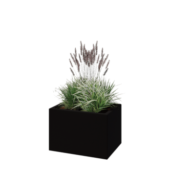 Floreira em fibra de vidro - Retângulo - 60 x 40 x 40 cm - RAL9005 mate (preto) - Com fundo