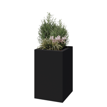 Floreira em fibra de vidro - Quadrado - 50 x 50 x 80 cm - RAL7021 mate (cinzento preto) - Com fundo