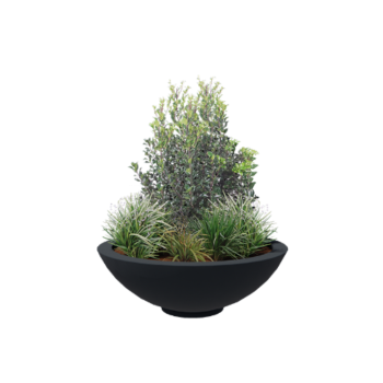 Floreira em fibra de vidro - Taça - Ø 120 x 40 cm - RAL7021 mate (cinzento preto) - Com fundo