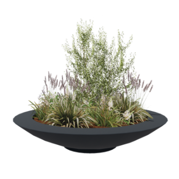 Floreira em fibra de vidro - Taça - Ø 200 x 40 cm - RAL7021 mate (cinzento preto) - Com fundo