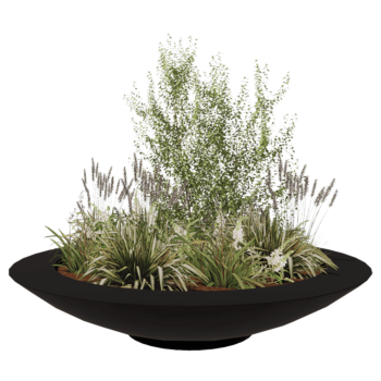 Floreira em fibra de vidro - Taça - Ø 200 x 40 cm - RAL9005 mate (preto) - Com fundo