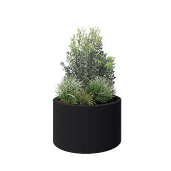 Floreira em fibra de vidro - Redondo - Ø 100 x 60 cm - RAL7021 mate (cinzento preto) - Com fundo