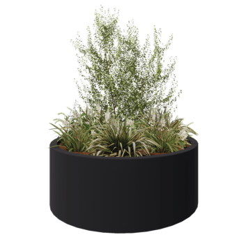 Floreira em fibra de vidro - Redondo - Ø 150 x 60 cm - RAL7021 mate (cinzento preto) - Com fundo