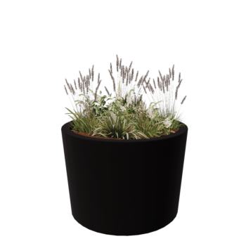 Floreira em fibra de vidro - Cónica - Ø 120 x 80 cm - RAL9005 mate (preto) - Com fundo