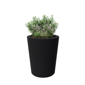 Floreira em fibra de vidro - Cónica - Ø 89 x 100 cm - RAL7021 mate (cinzento preto) - Com fundo