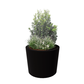 Floreira em fibra de vidro - Cónica - Ø 95 x 70 cm - RAL9005 mate (preto) - Com fundo