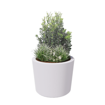 Floreira em fibra de vidro - Cónica - Ø 95 x 70 cm - RAL9010 mate (branco) - Com fundo