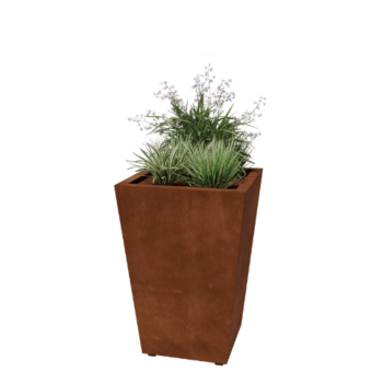 Floreira soldada cônica em aço corten 60 x 60 x 80 cm
