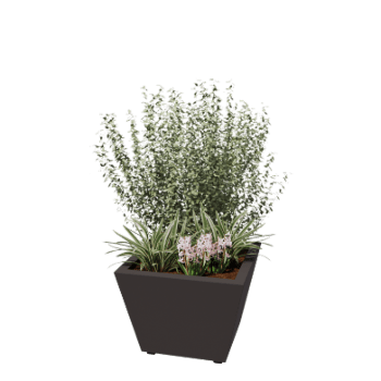 Floreira em aço - Cone - 60 x 60 x 41,5 cm - Soldado - RAL7016 fosco (cinzento antracite) - Com placa de base