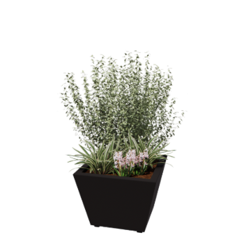 Floreira em aço - Cone - 60 x 60 x 41,5 cm - Soldado - RAL9005 fosco (preto) - Com placa de base