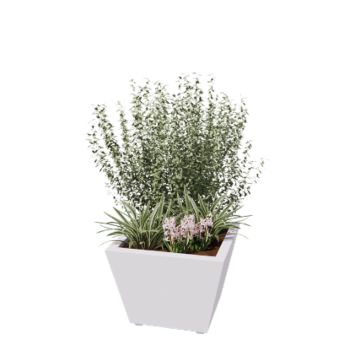 Floreira em aço - Cone - 60 x 60 x 41,5 cm - Soldado - RAL9010 fosco (branco) - Com placa de base