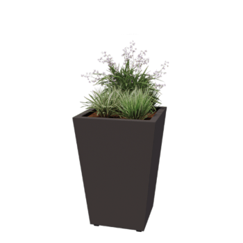 Floreira em aço - Cone - 60 x 60 x 81,5 cm - Soldado - RAL7016 fosco (cinzento antracite) - Com placa de base