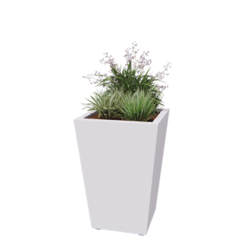 Floreira em aço - Cone - 60 x 60 x 81,5 cm - Soldado - RAL9010 fosco (branco) - Com placa de base