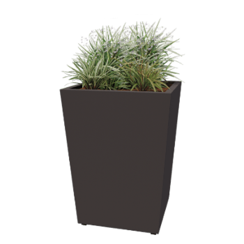 Floreira em aço - Cone - 80 x 80 x 101,5 cm - Soldado - RAL7016 fosco (cinzento antracite) - Com placa de base