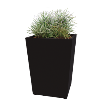 Floreira em aço - Cone - 80 x 80 x 101,5 cm - Soldado - RAL9005 fosco (preto) - Com placa de base