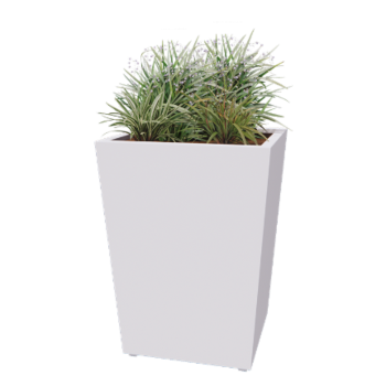 Floreira em aço - Cone - 80 x 80 x 101,5 cm - Soldado - RAL9010 fosco (branco) - Com placa de base