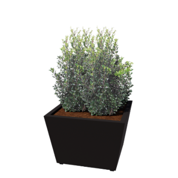Floreira em aço - Cone - 80 x 80 x 51,5 cm - Soldado - RAL9005 fosco (preto) - Com placa de base