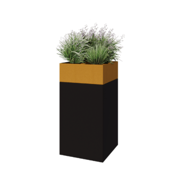 Plantenbak conjunto North Carolina preto & ouro 50 x 50 x 100 cm