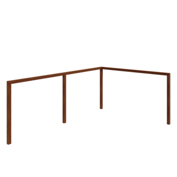 Pérgola em aço corten - Canto - 600 x 412 x 242 cm - Sem base de betão