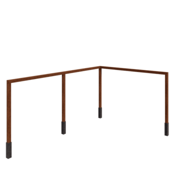 Pérgola em aço corten - Canto - 600 x 412 x 242 cm - Com base de betão