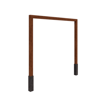 Pérgola em aço corten - Reta - 300 x 230 cm - Com base de betão