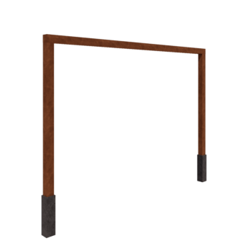 Pérgola em aço corten - Reta - 400 x 230 cm - Com base de betão